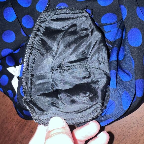 Diane Von Furstenberg Polka Dot Silk Wide Leg Jumpsuit Blue Black Sheer 14 NWT - Picture 12 of 15